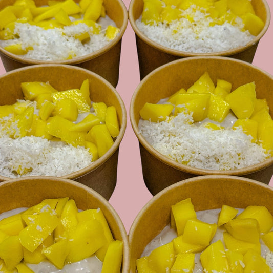 Arroz con leche de coco y mango